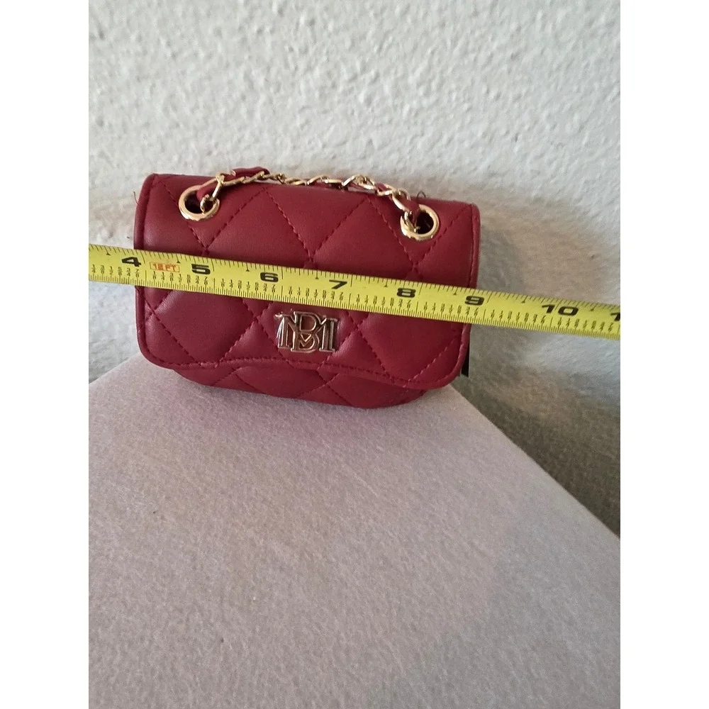 Badgley Mischka Red Quilted Mini Crossbody Purse Gold Chain BMH-016 NWT